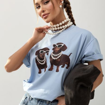 T-shirt Millie Dogs Błękitny - COCOMORE