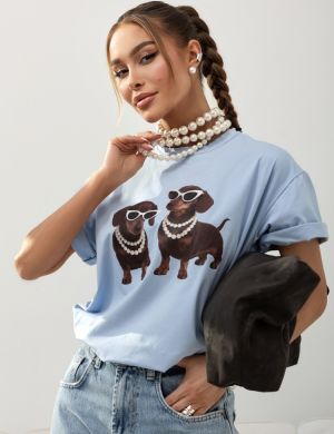 T-shirt Millie Dogs Błękitny - COCOMORE