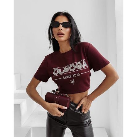 T-shirt damski OLAVOGA BLACK PRINCE 2025 burgund