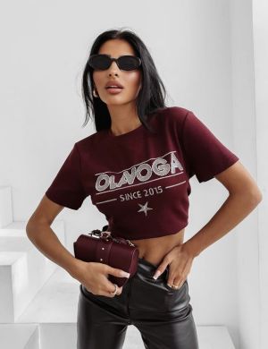 T-shirt damski OLAVOGA BLACK PRINCE 2025 burgund