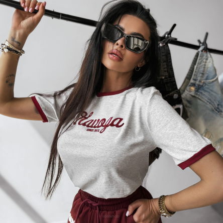 T-shirt damski OLAVOGA AVEN 2025 szary - OLAVOGA