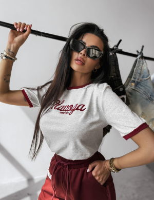 T-shirt damski OLAVOGA AVEN 2025 szary - OLAVOGA