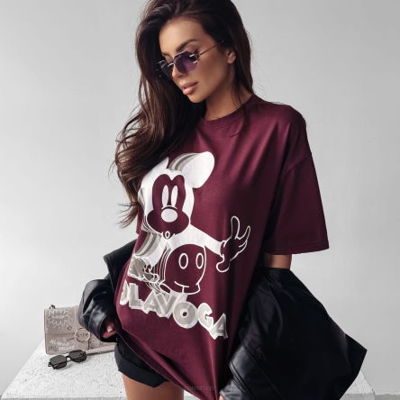 T-shirt damski BESCO 2025 burgund  - OLAVOGA