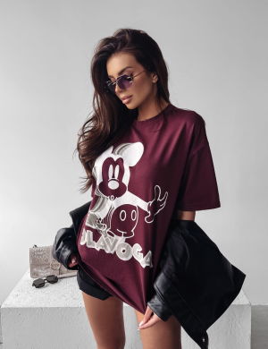 T-shirt damski BESCO 2025 burgund  - OLAVOGA