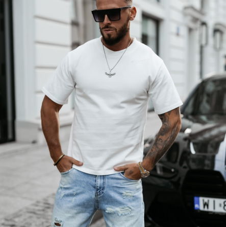 T-shirt męski SHADOW LUXE 2025 ecru   -OLAVOGA