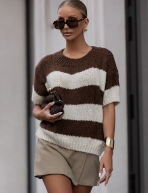 Sweter Fester Ecru Brązowy - COCOMORE