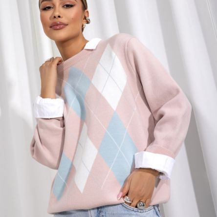 Sweter Elean Pudrowy - COCOMORE