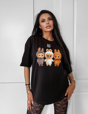 T-shirt damski HEART SIDE 2025 CZARNY - OLAVOGA