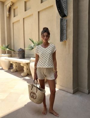 T-shirt Vikas Dots J. Beż - COCOMORE