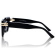 DELUXE damskie okulary przeciwsłoneczne z polaryzacją czarne kwadratowe ze złotym detalem- acetat - 3