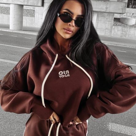 BLUZA DAMSKA Z KAPTUREM CALMIA CHOCOLATE  - OLAVOGA