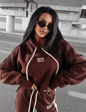 BLUZA DAMSKA Z KAPTUREM CALMIA CHOCOLATE  - OLAVOGA