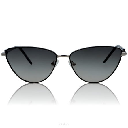 DELUXE damskie okulary przeciwsłoneczne z polaryzacją glamour małe metalowe srebrne kocie