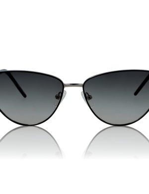 DELUXE damskie okulary przeciwsłoneczne z polaryzacją glamour małe metalowe srebrne kocie