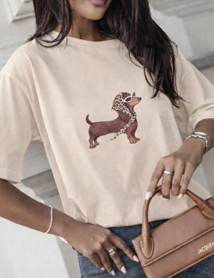 T-shirt DIXI beżowy - COCOMORE