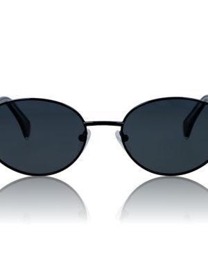 DELUXE damskie okulary przeciwsłoneczne z polaryzacją owalne czarna metalowa ramka jajko- acetat