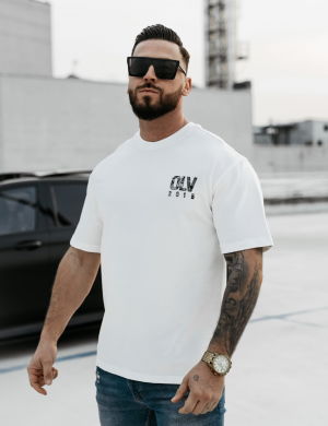 T-shirt męski BAKAR 2025 Ecru -OLAVOGA