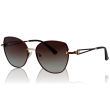 DELUXE damskie okulary przeciwsłoneczne z polaryzacją glamour brązowe metalowe kocie - 2